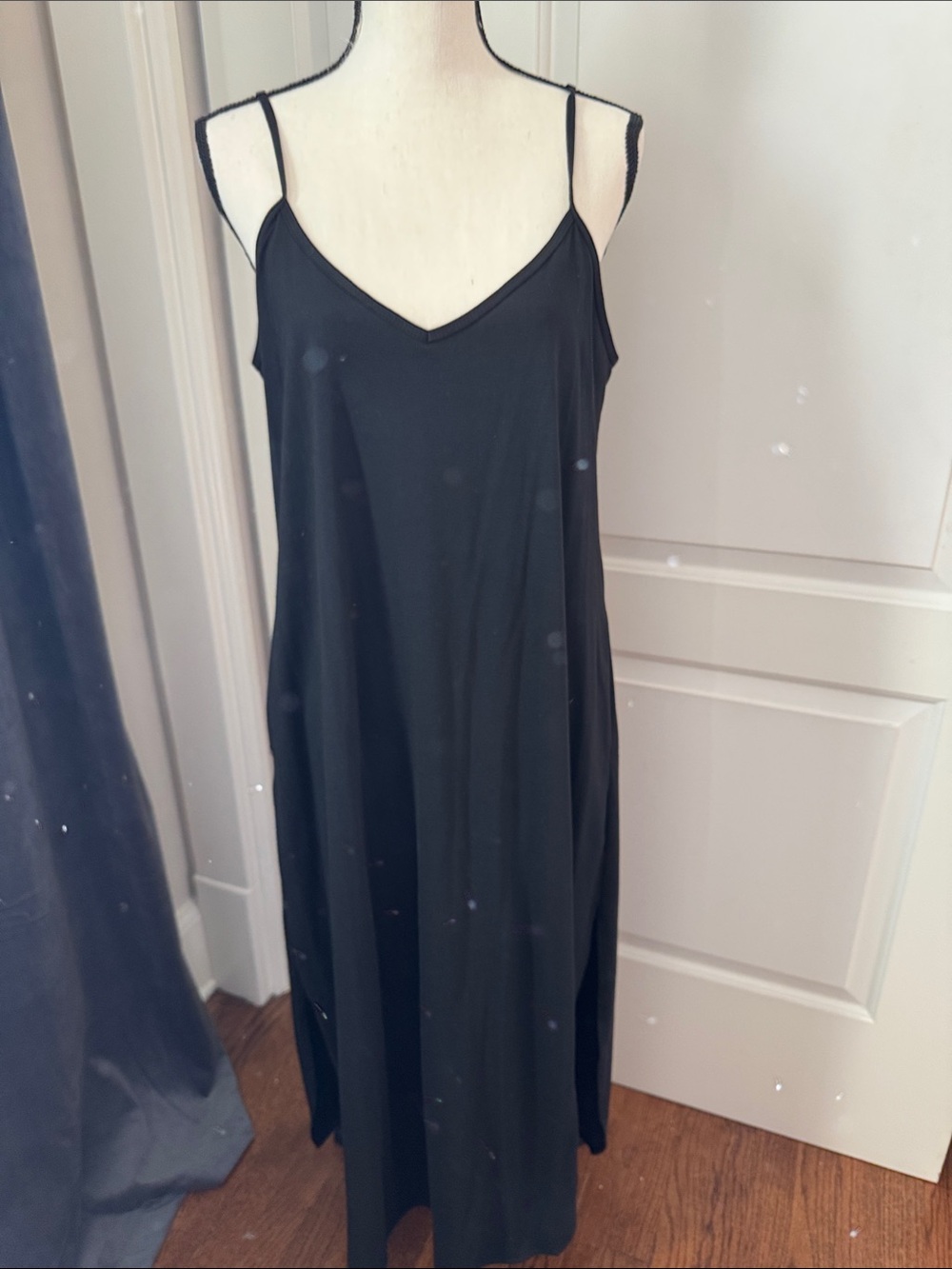 Classic Black Maxi Slip Dress with Spaghetti Straps